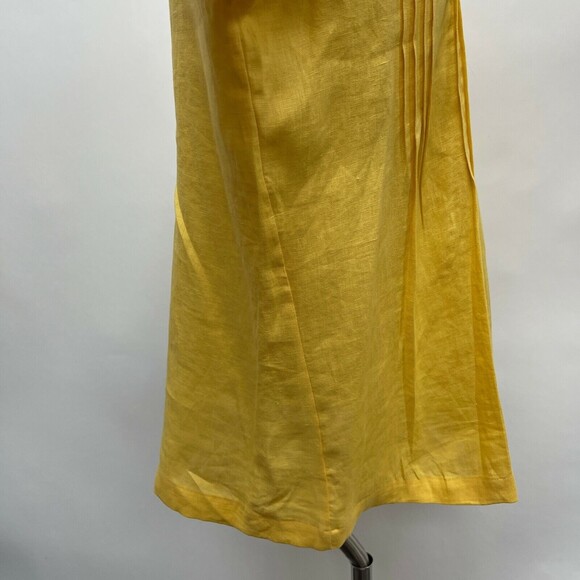Charter Club Luxury Women's Top Size Medium Yellow 100% Linen Pleated NWT - Picture 6 of 9